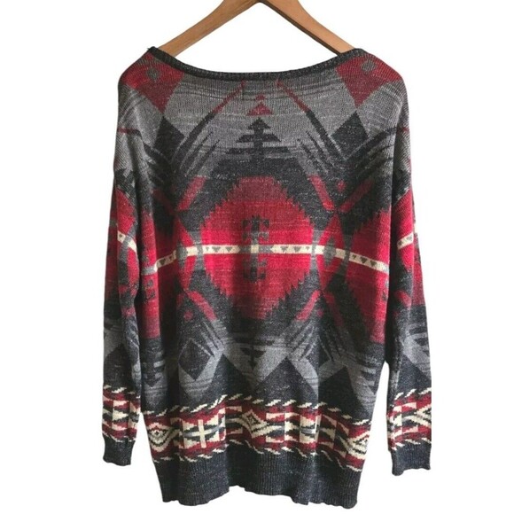 Denim & Supply Ralph Lauren Sweater Womens Large Red Aztec Western Southwestern - Picture 5 of 7